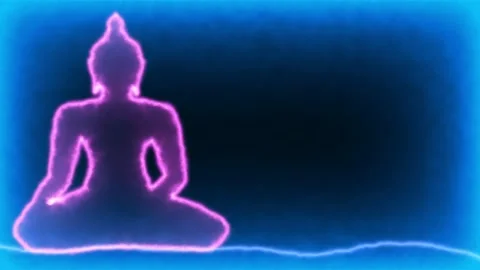 Neon line creating glowing Buddha background. 스톡 동영상 134280963