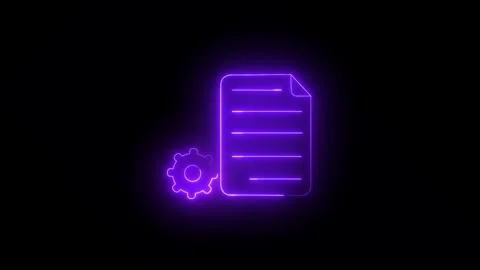 Neon line Document settings with glowing icon isolated on a black backgroun.. Stock Footage 332152750