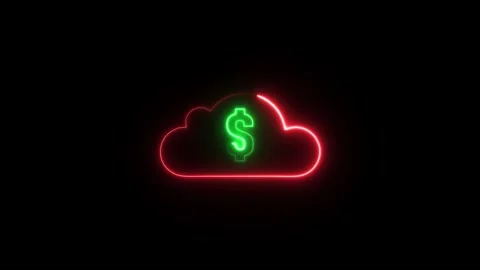 Neon line dollar cloud sign, Business cloud icon animation Stock Footage 321194049