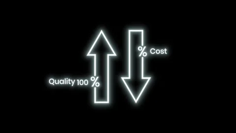 Neon Line Drawing Arrow Animation Showing Quality One Hundred Percent Incre.. 스톡 동영상 346024057