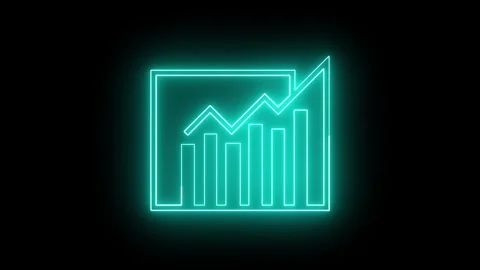 Neon Line Dynamic Business Graph Chart Icon Animation for Financial Insights. Stock Footage 286145460