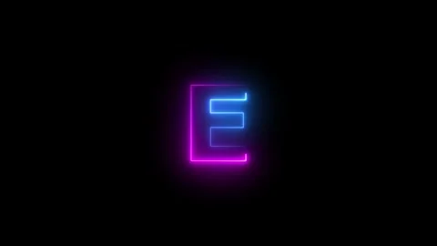 Neon line E letter animation on black background. Stock Footage 293484482