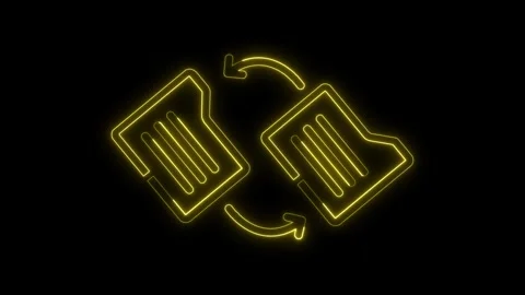 Neon line File copy from one folder to another with arrow sign on a black backgr Stock Footage 301530402