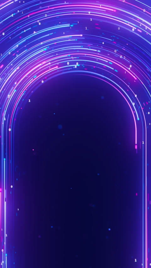 Neon line flow carrying big data through a U-turn at light speed. Digital data Stock Footage 348282947