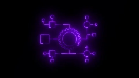 Neon line glowing digitization of business processes and modern technology .. Stock-Footage 335098367