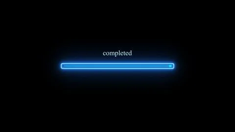 Neon line glowing loading bar illustration on black background. Stock Illustration