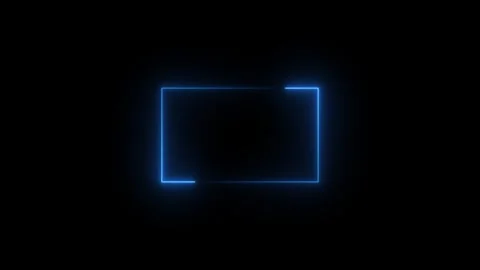 Neon line glowing rectangle border frame concept animation. Neon blue recta.. Video stock 335098370