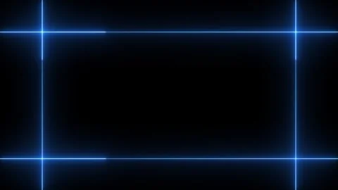 Neon line glowing rectangle frame on black background. Glowing blue neon fr.. Stock Footage 331623925