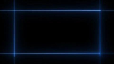 Neon line glowing rectangle frame on black background. Glowing blue neon fr.. 스톡 동영상 339784655