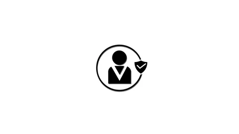 Neon line glowing User profile Security shield icon with check-mark icon co.. Stock Footage 293484410