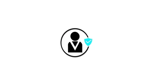 Neon line glowing User profile Security shield icon with check-mark icon co.. Stock Footage 293484413
