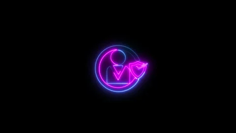 Neon line glowing User profile Security shield icon with check-mark icon co.. Stock Footage 293484416