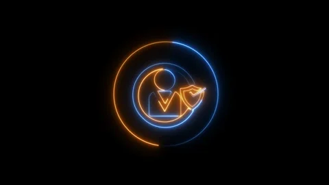 Neon line glowing User profile Security shield icon with check-mark icon co.. Stock Footage 293484420
