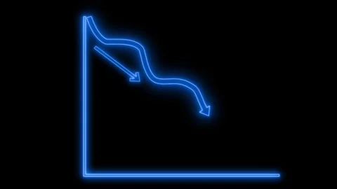 Neon Line Graph with Downward Trend, Neon Line and Bar Graph with Data Anim.. Stock Footage 317850804