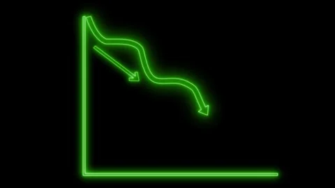 Neon Line Graph with Downward Trend, Neon Line and Bar Graph with Data Anim.. Stock Footage 317850813