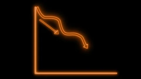 Neon Line Graph with Downward Trend, Neon Line and Bar Graph with Data Anim.. Stock Footage 317850822