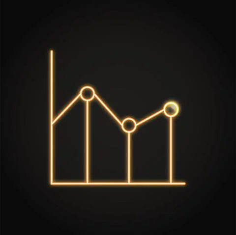 Neon line graph icon in linear style Illustrazione stock
