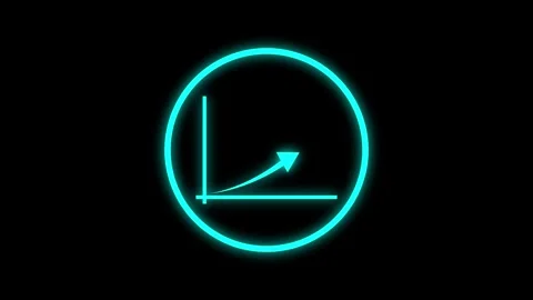 Neon line graph with upward arrow inside circular interface animation on bl.. Stock Footage 334123707