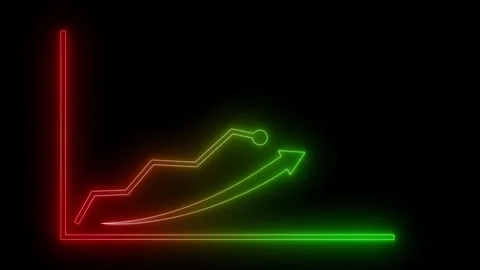 Neon Line Graph with Upward Trend Animation, Bright Neon Line Chart with Ri.. Stock Footage 313753728