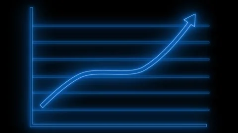 Neon Line Graph with Upward Trend Animation Stock Footage 316711537