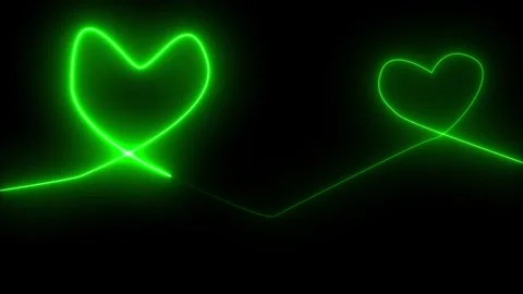 Neon Line Heart Shape Drawn on with Full Loop-Ready Rotation Plus Flashing .. Stock Footage 310154934