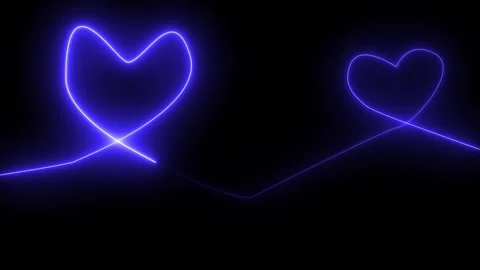 Neon Line Heart Shape Drawn on with Full Loop-Ready Rotation Plus Flashing .. Stock Footage 310154939