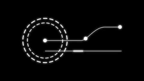 Neon line HUD with circle concept animation. White color technological HUD .. Video stock 332723406