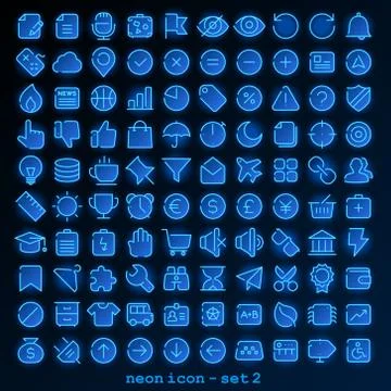 Neon line icon - set Stock Illustration