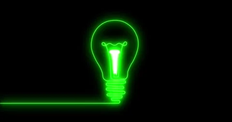 Neon line light fixture bulb icon concept on black background animation. Technol Stock Footage 337832381