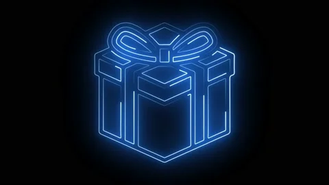 Neon Line Light Gift Icon Animation Isolated on Black Background. Stock Footage 171333361