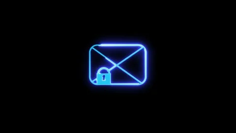 Neon line massage icon with lock icon animation. data protect, information .. Stock Footage 293483959