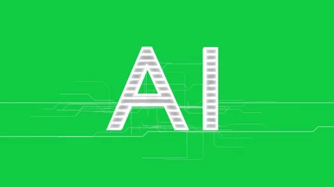 Neon line moving left starting AI glowing, circuits forming logo-reveal on Stock Footage 337173140