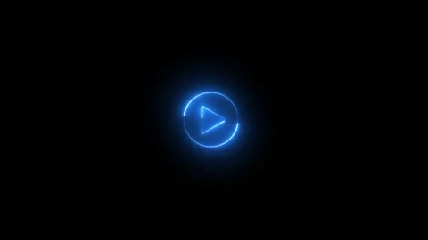 Neon line pause button. abstract neon glowing Play button animation on dark.. Stock Footage 293484250