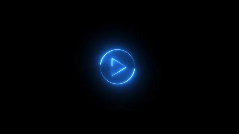 Neon line pause button. abstract neon glowing Play button animation on dark.. Stock Footage 293484261