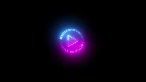 Neon line pause button. abstract neon glowing Play button animation on dark.. Stock Footage 293484265