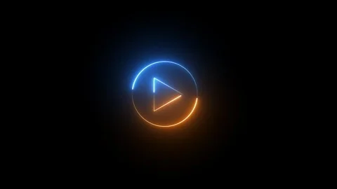 Neon line pause button. abstract neon glowing Play button animation on dark.. Stock Footage 293484270