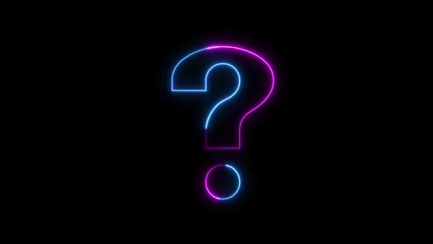 Neon line question mark icon, sign, symbol and asking icon on black backgroun Stock Footage 293483229