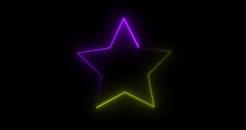 Neon line rounded star picture frame icon animation. Glowing two color neon roun 스톡 동영상 336560402