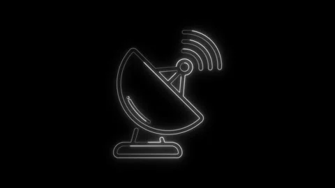 Neon Line satellite dish animation, TV Station represents communication white Stock Footage 300274356