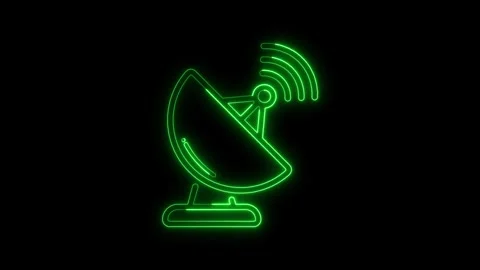 Neon Line satellite dish animation, TV Station represents communication green Stock Footage 300274358