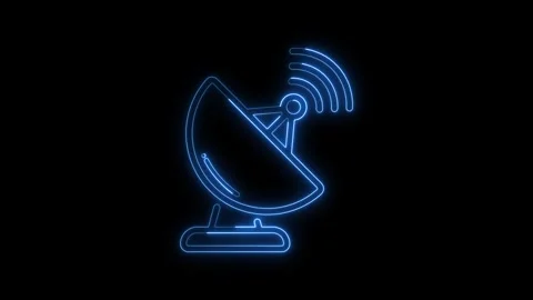 Neon Line satellite dish animation, TV Station represents communication blue col Stock Footage 300274393