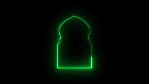 Neon line Set of linear style Islamic windows, arches and doors in boho style, C Stock Footage 303166194
