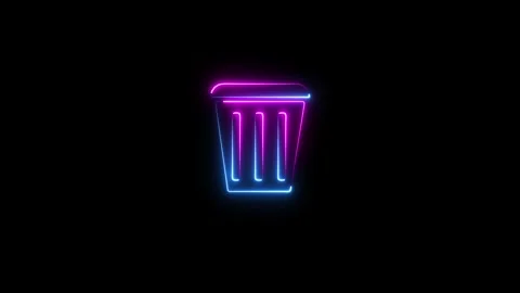 Neon line Trash can icon on black background. Stock Footage 293483590