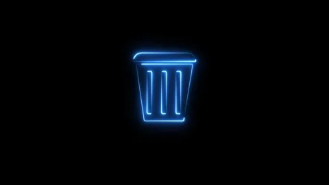 Neon line Trash can icon on black background. Stock Footage 293483592