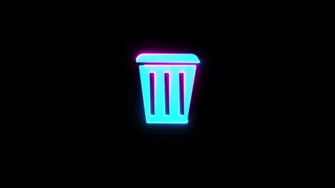 Neon line Trash can icon on black background. Stock Footage 293483648