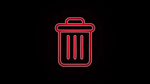 Neon line Trash can icon on black background. Stock Footage 299566508