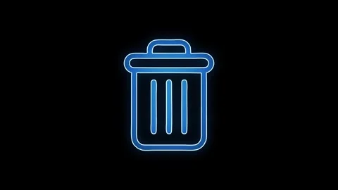 Neon line Trash can icon on black background. Stock Footage 299566509