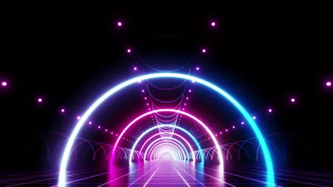 Neon Line Tunnel A1B3 Stock Footage 238364109