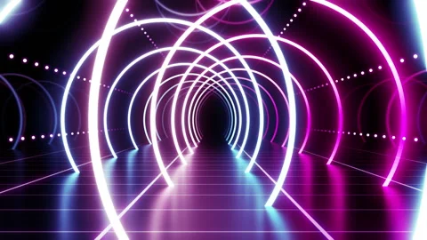 Neon Line Tunnel D3D3 Stock Footage 242194624