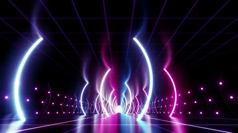 Neon Line Tunnel E1B3 Stock Footage 238364921